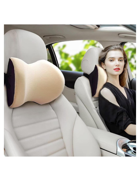 Almohada de Cuello de Coche SPRFUFLY Beige 100% Espuma de Memoria