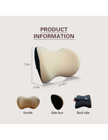 Almohada de Cuello de Coche SPRFUFLY Beige 100% Espuma de Memoria