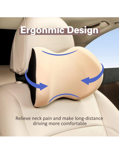 Almohada de Cuello de Coche SPRFUFLY Beige 100% Espuma de Memoria