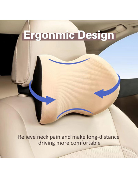 Almohada de Cuello de Coche SPRFUFLY Beige 100% Espuma de Memoria