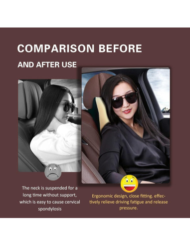 Almohada de Cuello de Coche SPRFUFLY Beige 100% Espuma de Memoria