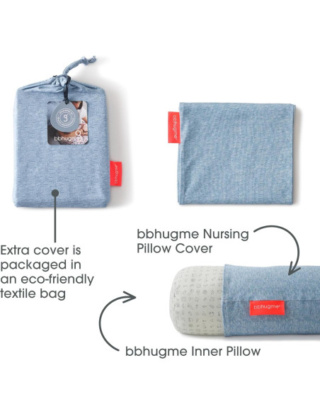 Funda de Almohada de Lactancia bbhugme Azul Melange - Algodón Funda de Almohada de Lactancia bbhugme Azul Melange - Algodón