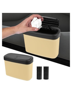 Cubo de Basura para Auto Hbxdeco Beige Impermeable 17.8L