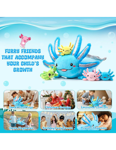 Conjunto de Peluches Axolotl Aoriher 5 Piezas 60 cm Azul