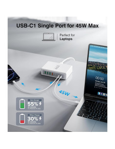 Cargador USB C 210W BREEKET Estación Carga Rápida 8 Puertos 2