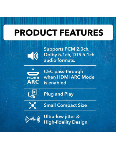 Extensor de Audio OREI ARC-EX300-K HDMI y SPDIF hasta 150m