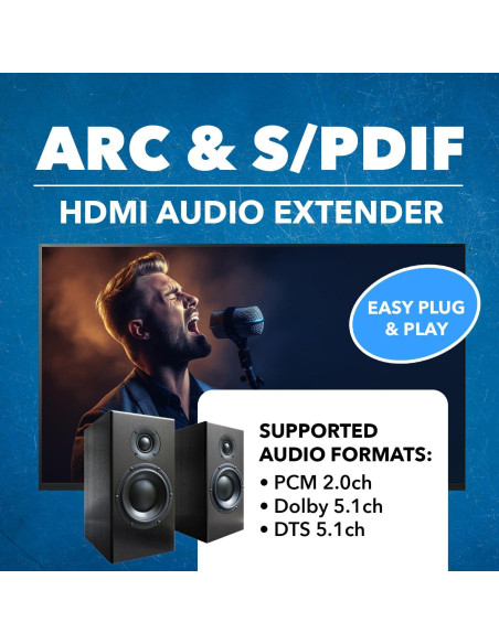 Extensor de Audio OREI ARC-EX300-K HDMI y SPDIF hasta 150m