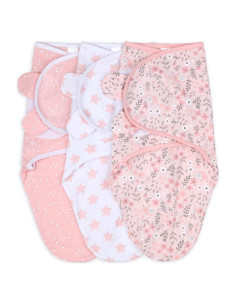 Juego de mantas de swaddle The Peanutshell 3 unidades Floral Rosa