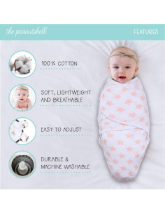 Juego de mantas de swaddle The Peanutshell 3 unidades Floral Rosa 2