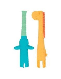 Mordedores de Dentición Nuby Tube Teether 2-Pack Elefante y Jirafa