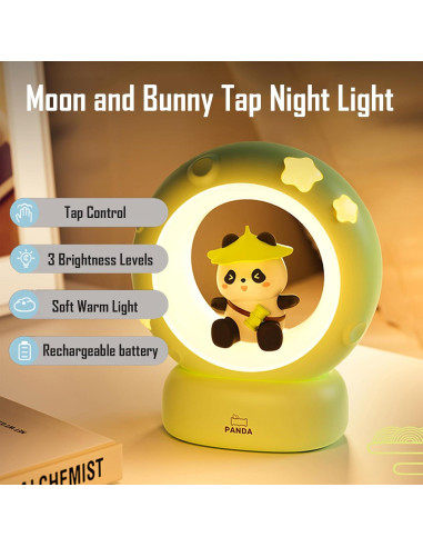 Luz Nocturna Recargable Nube y Conejo NL-01, 3 Brillos, USB