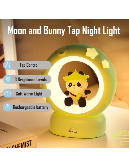 Luz Nocturna Recargable Nube y Conejo NL-01, 3 Brillos, USB