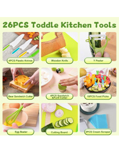 Juego de Cuchillos para Niños Hilsoeet 26 Pcs Seguro y Divertido 2