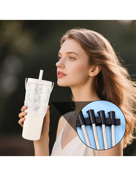 4 Pajitas Reutilizables Acero Inoxidable Lyreh 20cm con Cepillo 4 Pajitas Reutilizables Acero Inoxidable Lyreh 20cm con Cepillo