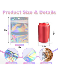 Bolsas Mylar Holográficas 4x6" 120 Pcs NexLevVac Reutilizables 2