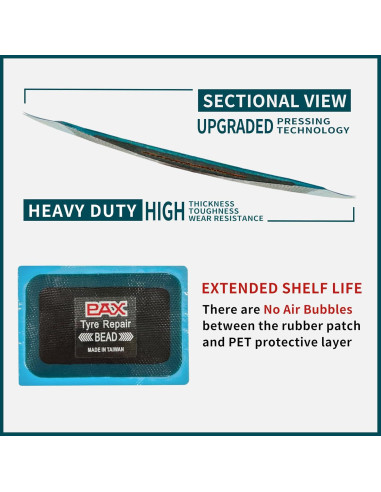 Parches de Reparación Radial PAX 75x50mm 10 Pcs para Neumáticos