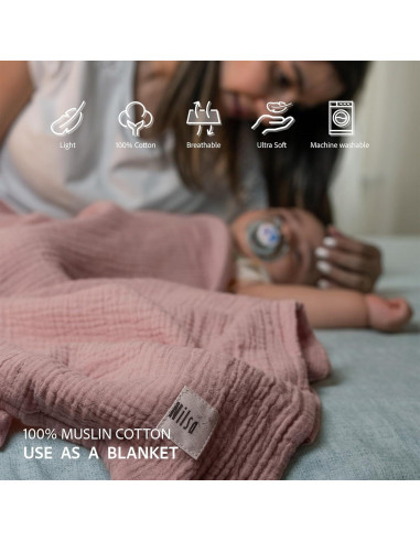 Cubierta de Lactancia 5-en-1 Nilsa Algodón Muslín Rosa