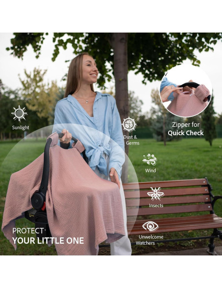 Cubierta de Lactancia 5-en-1 Nilsa Algodón Muslín Rosa