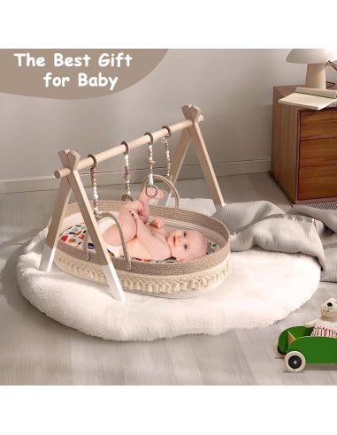 Cesta para Cambiar Bebés Boho con Almohadilla Impermeable