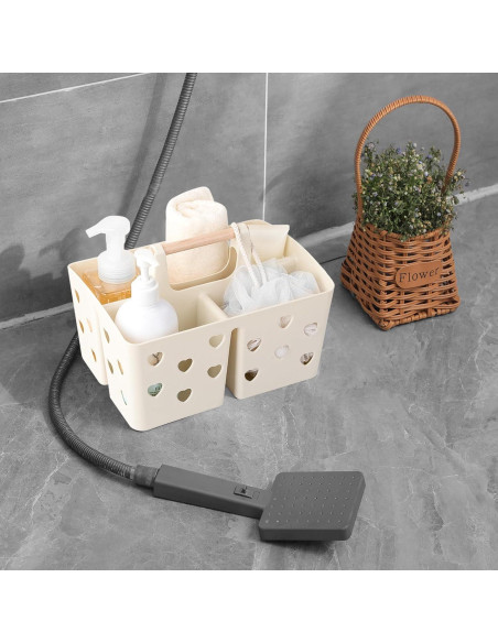 Caddy de Ducha Portátil Anyoifax Beige con Agujeros de Drenaje