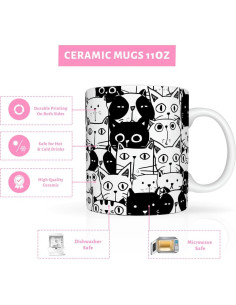 Taza de Cerámica LONGXIN Gato Negro 11 Oz para Regalo 2