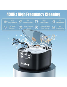 Limpiador Ultrasónico de Joyas GiveBest 750ml 43kHz Negro 2