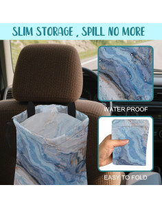 Bolsa de Basura para Auto KXWQTRDD Mármol Abstracto Azul y Dorado 2