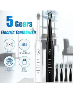 Cepillo de dientes eléctrico Sonic RED-NI ET201 Negro, 4 cabezales 2