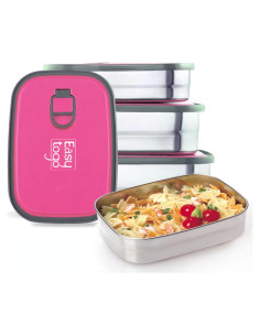 Juego de 3 Contenedores de Almuerzo Easy Togo Acero Inoxidable 2.1L
