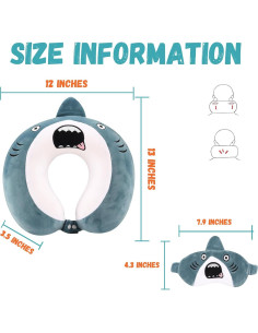 Almohada de Viaje para el Cuello Niños MissSoul Tiburón Bigmouth 2
