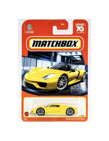 Matchbox Porsche 918 Spyder Amarillo 77/100 - Coche de Metal