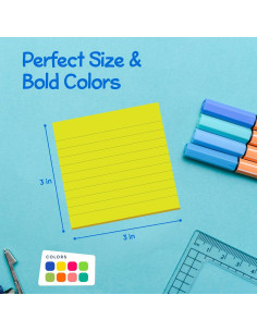 Notas Adhesivas Rayadas Infiniko 3x3 cm - Paquete de 8 Blocs 2