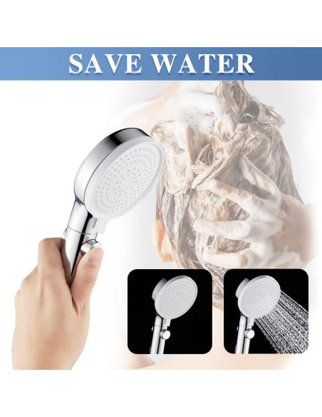 Cabezal de Ducha DOILIESE Alta Presión 3 Modos Cromado 1.52m