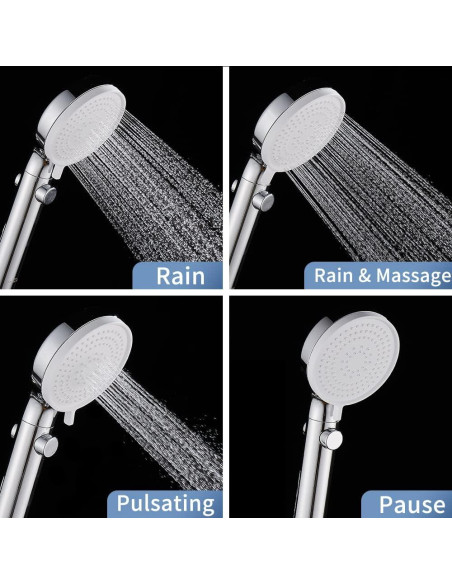Cabezal de Ducha DOILIESE Alta Presión 3 Modos Cromado 1.52m