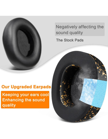 Almohadillas de Gel Refrigerante SOULWIT para Auriculares Steelseries Arctis Nova Pro - Negro Dorado Almohadillas de Gel Refrigerante SOULWIT para Auriculares Steelseries Arctis Nova Pro - Negro Dorado
