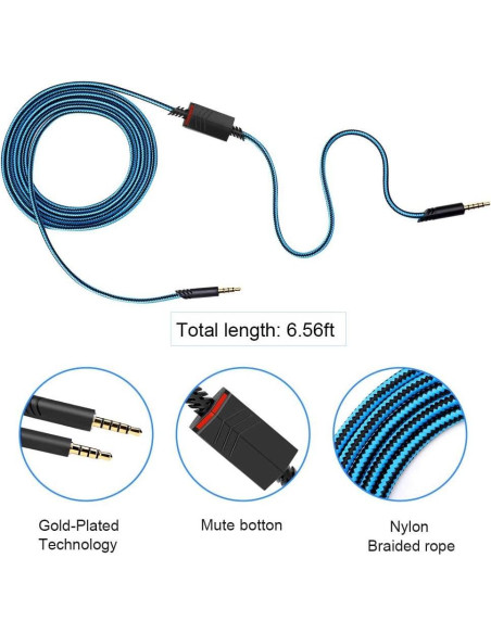 Cable de audio AUX MQDITH 2m para auriculares Astro A40 A40TR