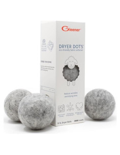 GLEENER Dots para Secadora - 3 Bolas de Lana Natural 100%