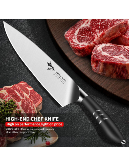 Cuchillo de Chef 20 cm MAD SHARK Acero Inoxidable Negro