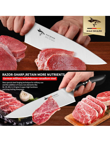 Cuchillo de Chef 20 cm MAD SHARK Acero Inoxidable Negro