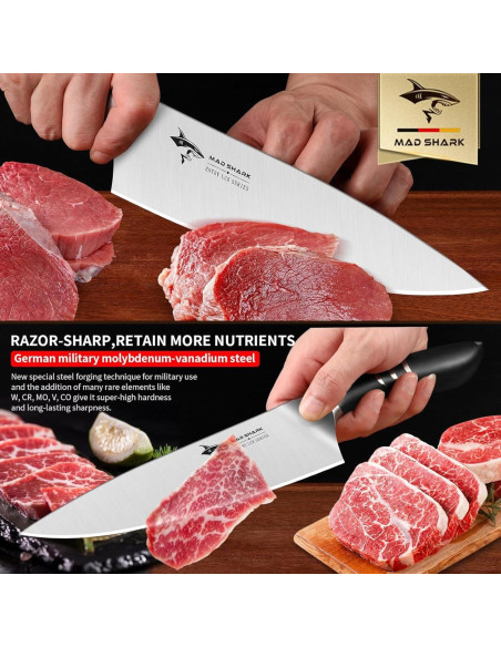 Cuchillo de Chef 20 cm MAD SHARK Acero Inoxidable Negro