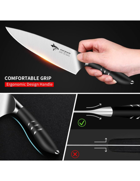 Cuchillo de Chef 20 cm MAD SHARK Acero Inoxidable Negro