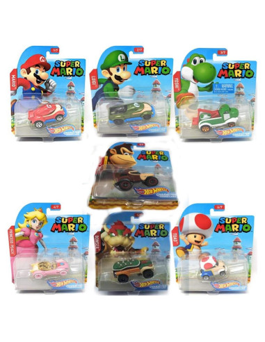 Conjunto de Coches Hot Wheels Super Mario 7 Piezas
