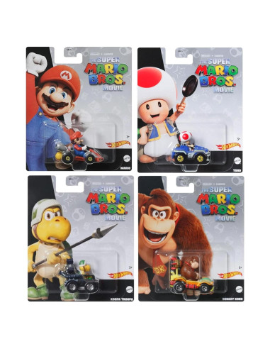 Set de 4 Autos Coleccionables Hot Wheels Super Mario Bros