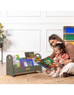 Estantería ECR4Kids Expositor de Libros 2 Estantes Lavado Gris 2