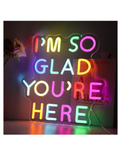 Letrero de neón LED GleamNeon 'Estoy tan feliz de que estés aquí'