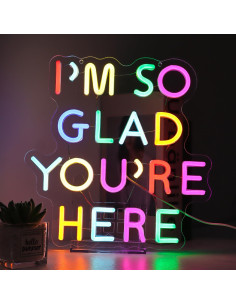 Letrero de neón LED GleamNeon 'Estoy tan feliz de que estés aquí' 2