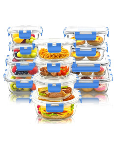 Juego de 12 Contenedores de Almacenamiento de Vidrio Bestfull