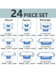 Juego de 12 Contenedores de Almacenamiento de Vidrio Bestfull 2