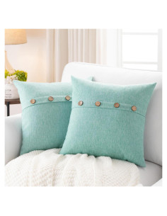 Juego de 2 Fundas de Almohada Cuadradas Meekio Verde Aqua 40.6 cm