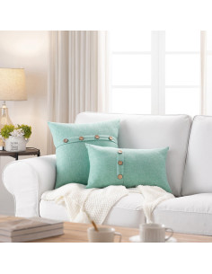 Juego de 2 Fundas de Almohada Cuadradas Meekio Verde Aqua 40.6 cm 2